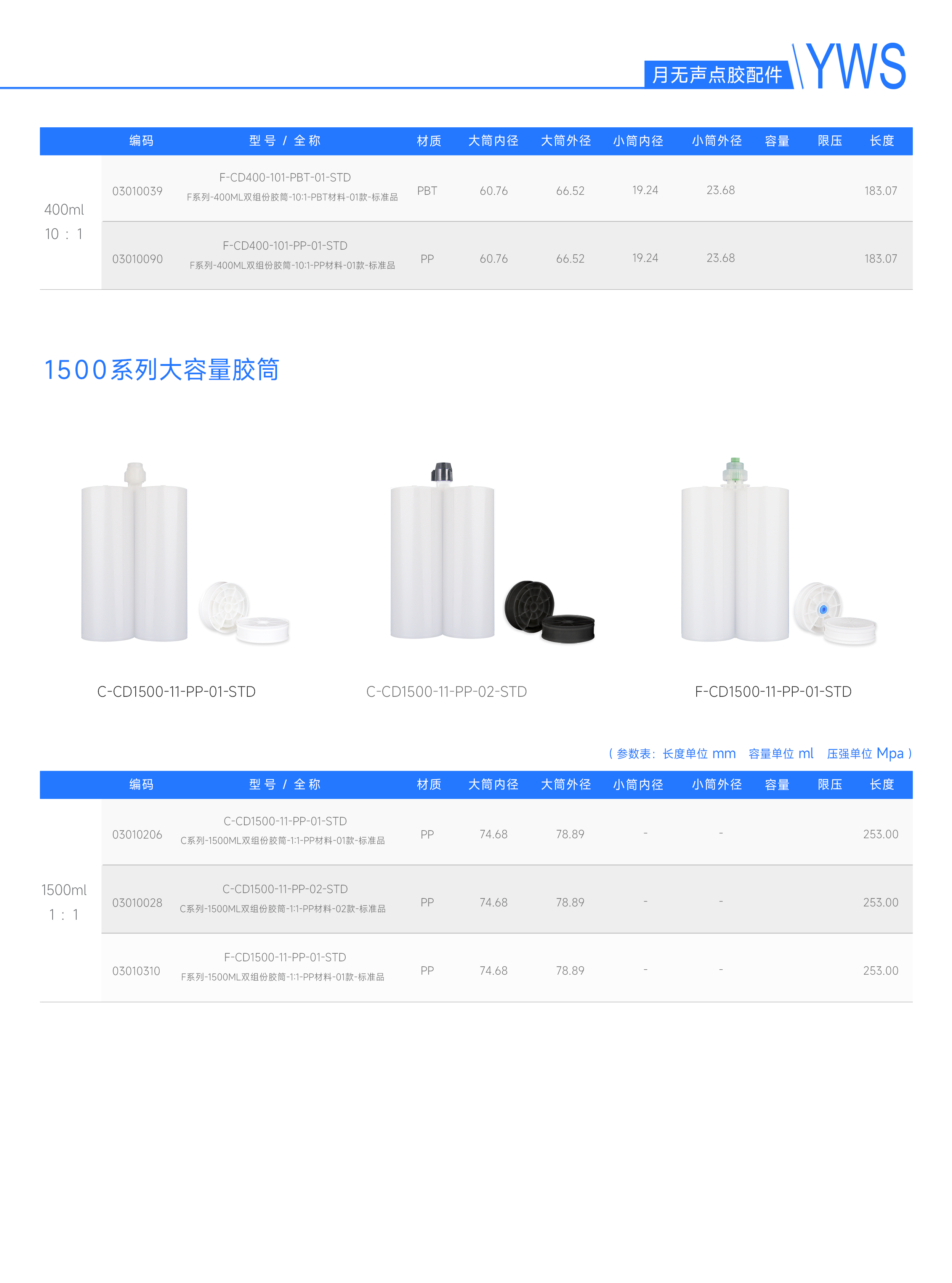 1500系列大容量膠筒